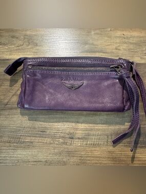 Zadig & Voltaire Purple Leather Pochette Etoile Clutch Bag / Wristlet